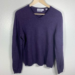 Calvin Klein Dark Purple Sweater Size L 100% Wool